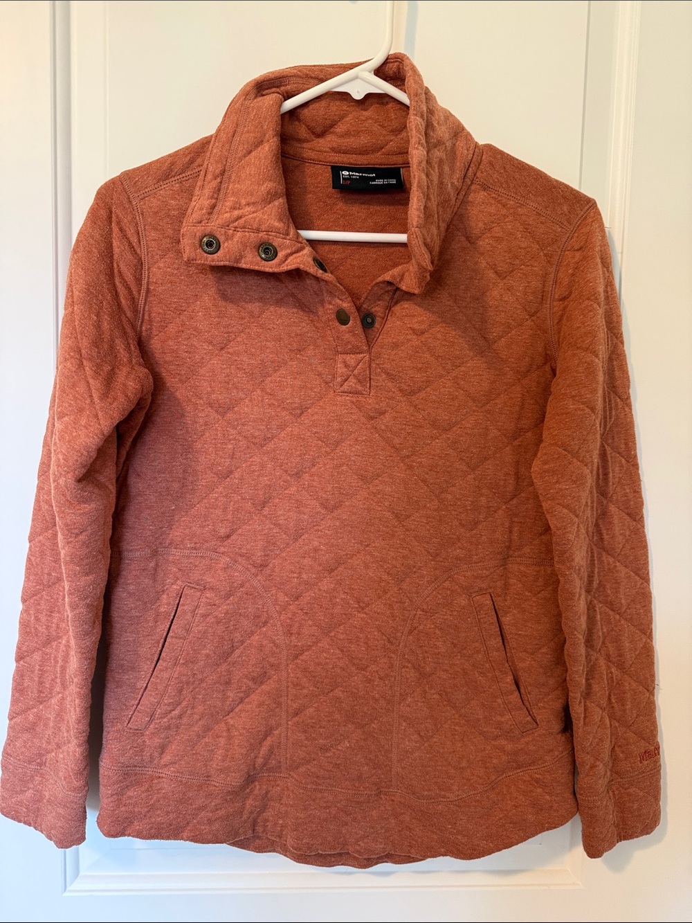 Marmot Quilted Snap-Button Pullover - Rust/Burnt Orange